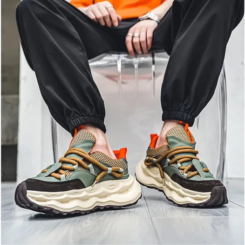 Mens Chunky Sneakers, Stylish Breathable Mesh Design