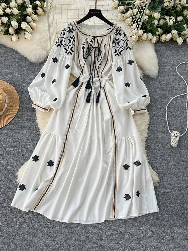 embroidered peasant dress Black Cotton Embroidered Maxi Dress - All Dresses main image 0