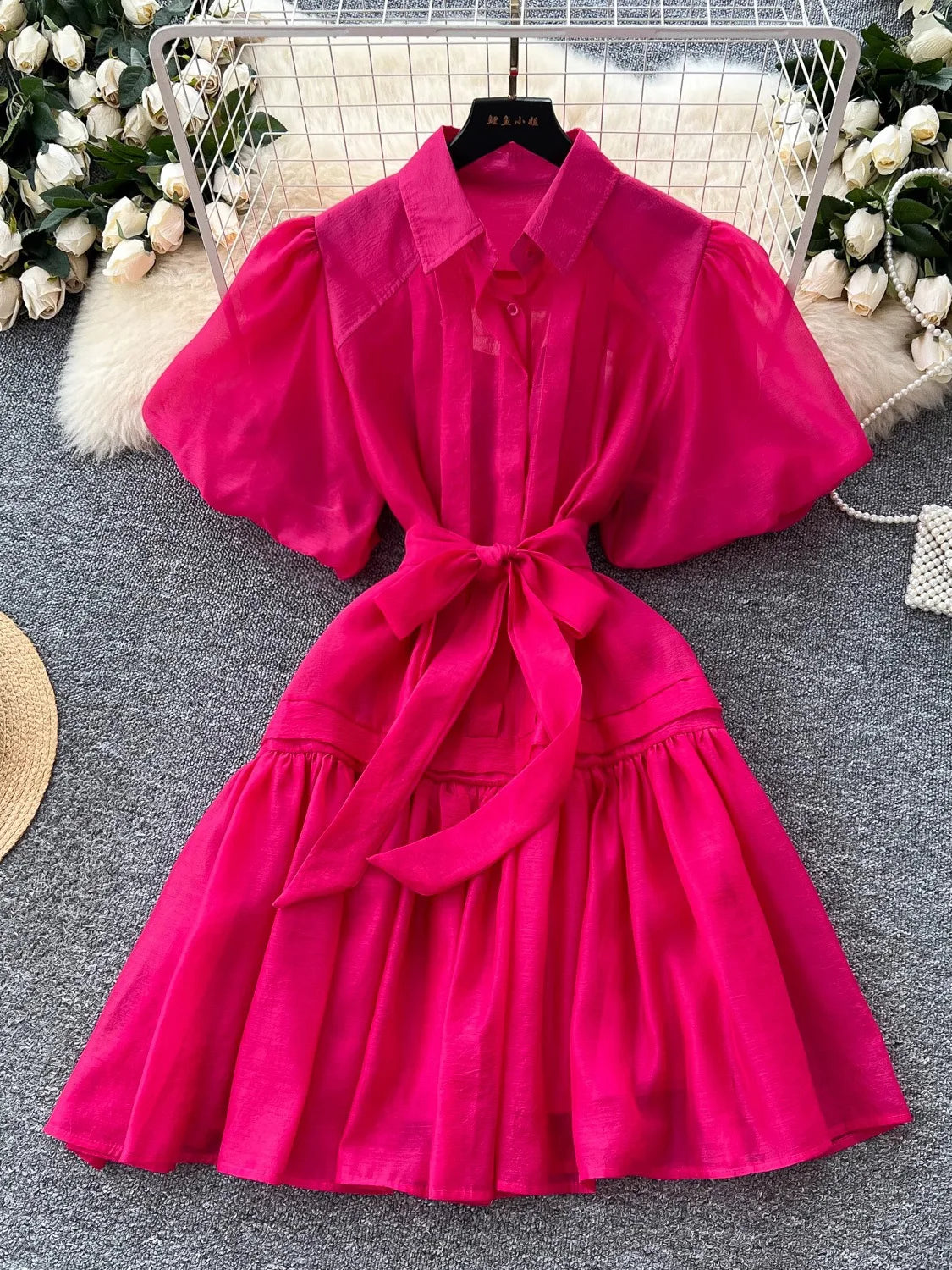 belted short sleeve shirt dress Women's White Short Sleeve Belted Shirt Dress  FineLook