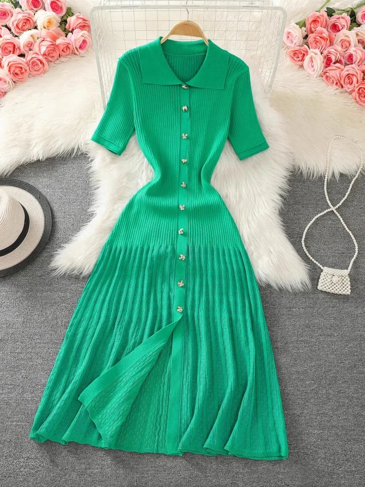 green ribbed collar dress Hug Me Ribbed Collared Midi Dress  Resurrection