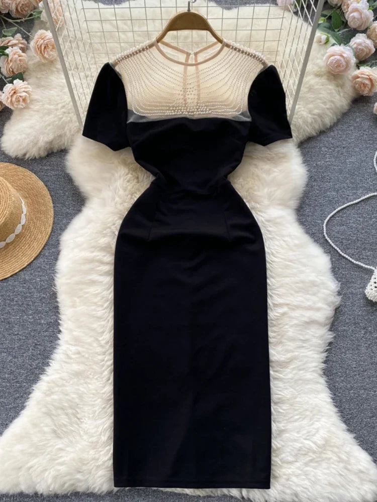 pearl trim midi dress self-portrait