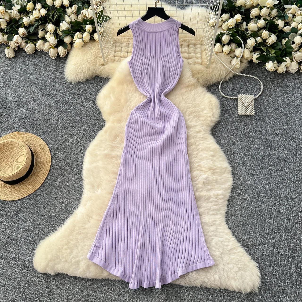 purple knit maxi dress self-portrait - Purple Cut Out Viscose Knit Maxi Dress