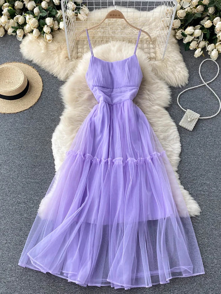 purple tulle midi dress Violet Sky Midi Dress Teuta Matoshi