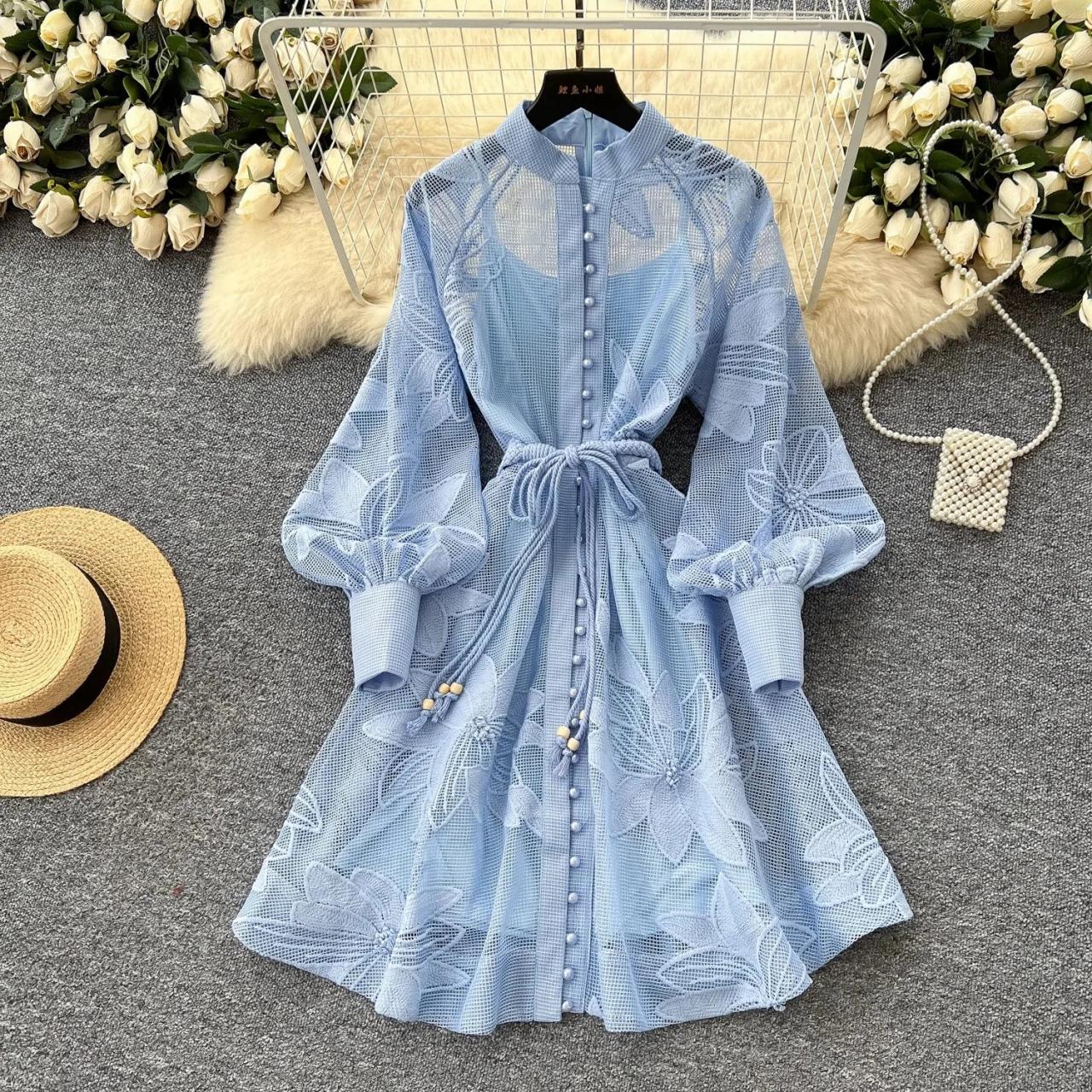 knee length dresses for ladies Dex Ruffle Hem Button Down Midi Dress Rainbow Multi Floral / L / Midi Dress main image 1