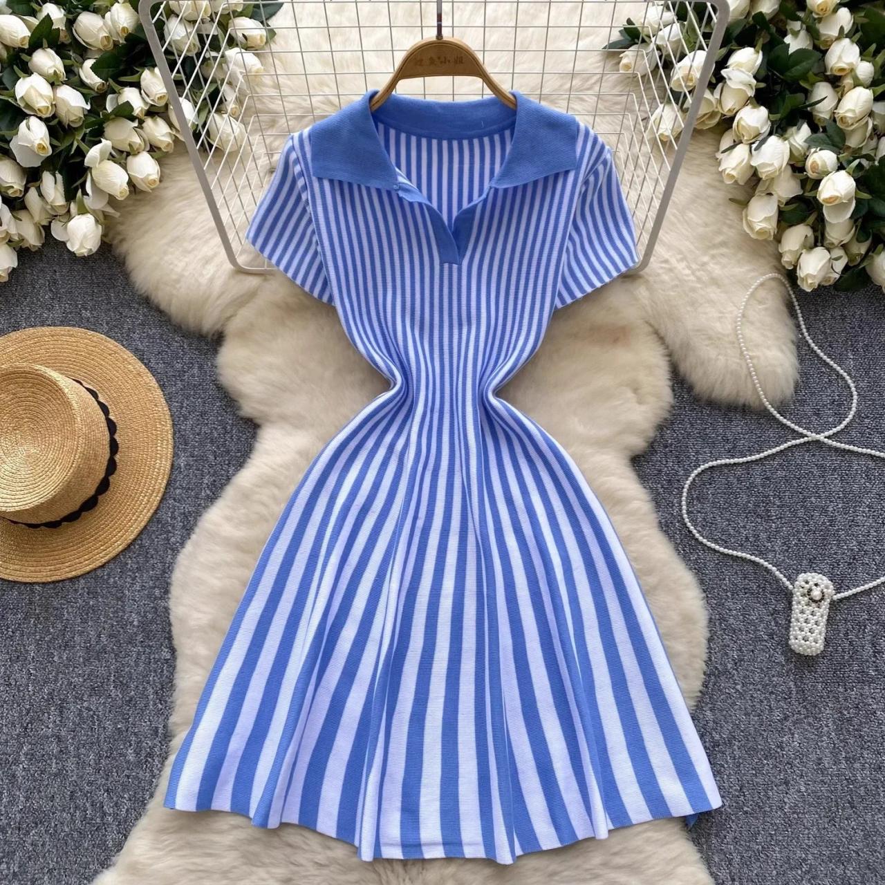 sachin and babi light blue dress Blue And White Striped Dress main image 0