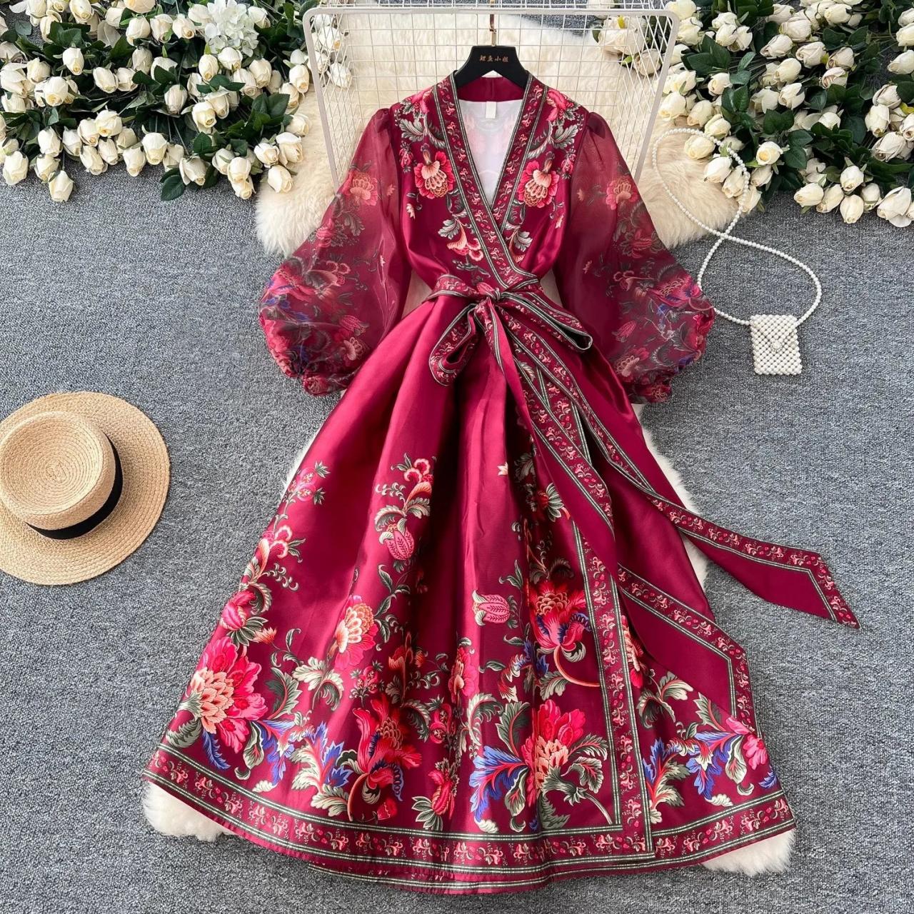 floor length kimono dressing gown Bridesmaid Dressing Gown – Elegant Burgundy Satin Kimono Robe XS/S / Burgundy main image 1