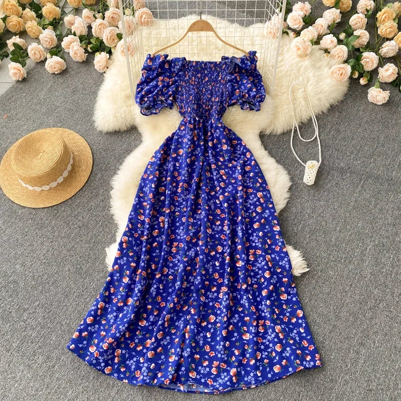 Floral Off-shoulder Maxi Dress With Ruffled Sleeves on Luulla