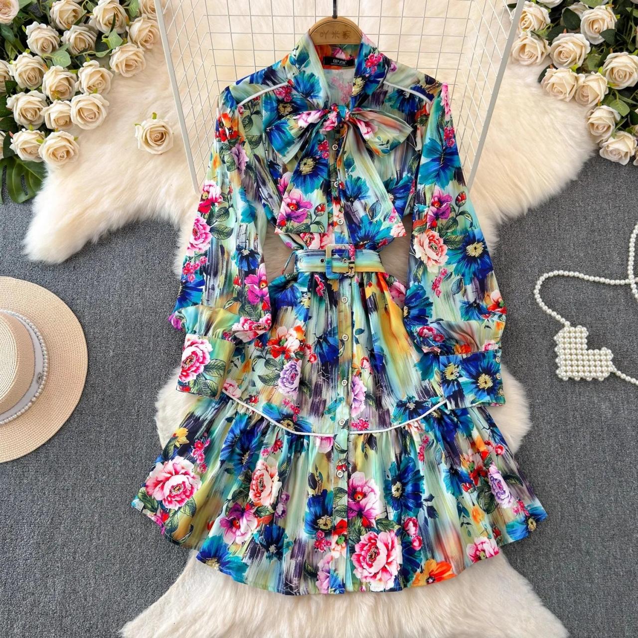 floral long puff sleeve dress Mia Smocked Floral Puff Sleeve Maxi Dress