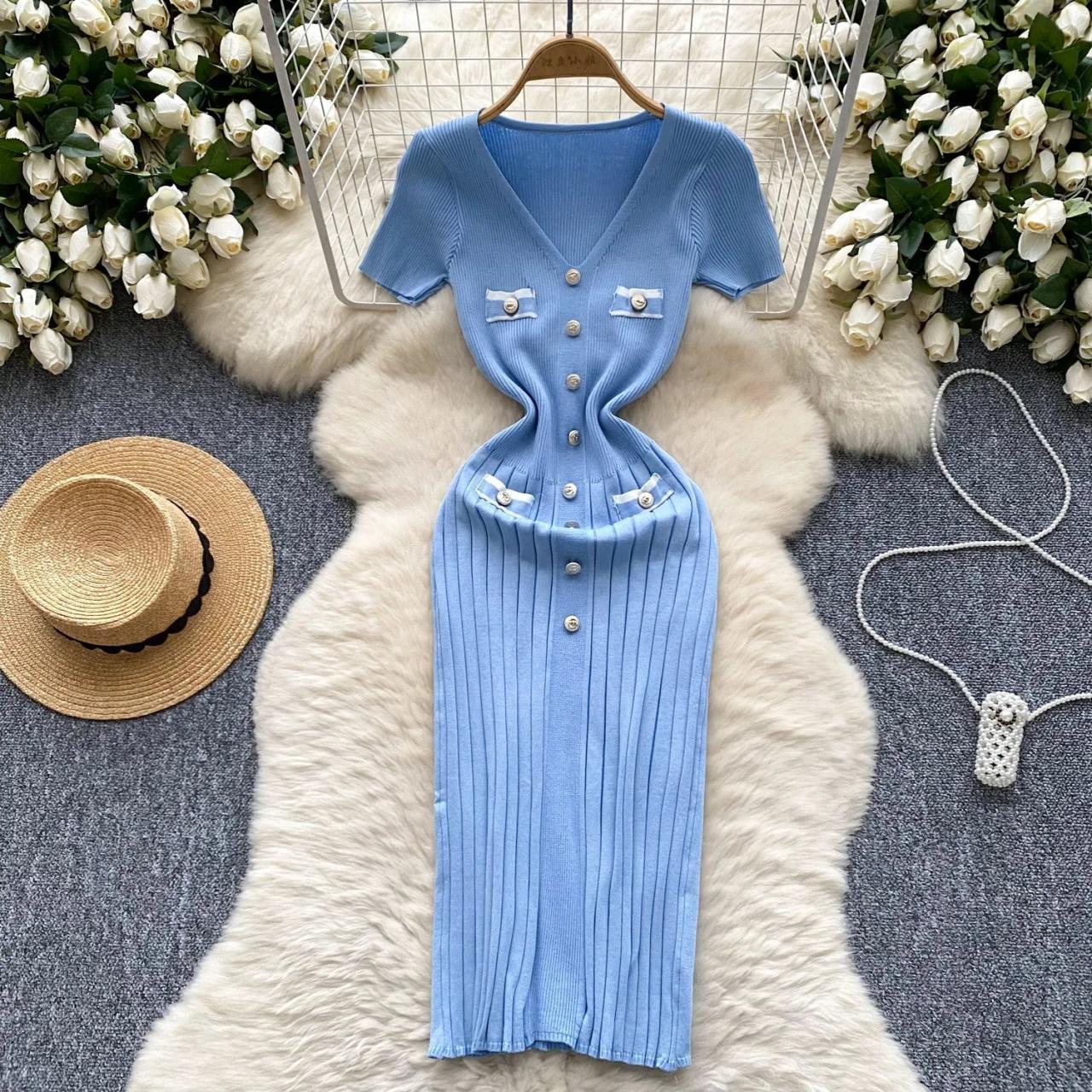 blue rib knit dress Light Blue A-line Flower Straps Appliques Tulle Homecoming Dress