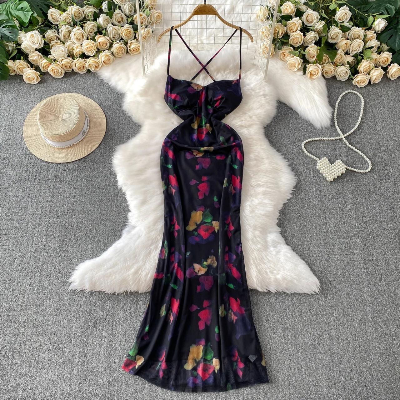 Floral Satin Slip Dress With Adjustable Straps